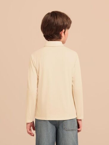 Haloumoning Boys Long Sleeve Polo Shirts Kids Casual Button School Uniform Shirts with Chest Pocket 5-14 Years in Saudi Arabia