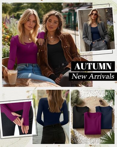 RIYIPER 3 Pack Thermal Thermal Long Sleeve ، Fleece Scoop Neck Fitged Top Stretchy Thumb Humes Undershirt Baselayer Tee in Kuwait