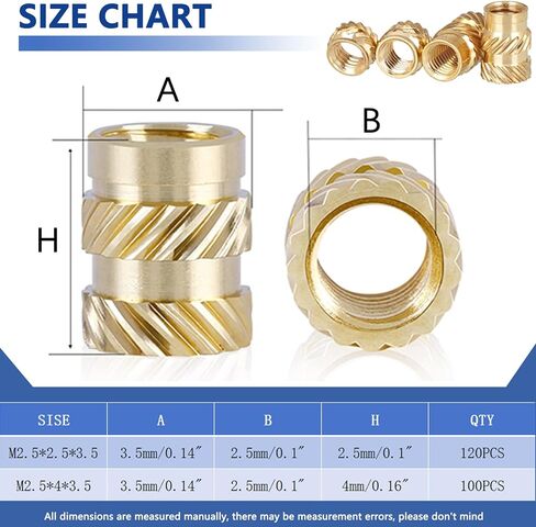 415Pcs M2 M3 M4 M5 M6 Threaded Inserts for Plastic Heat Set Insert Brass Insert Assortment Kit for 3D Printing Injection Molding Press Thread Nuts… in Kuwait