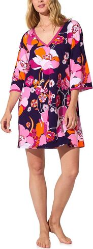 Trina Turk Womens Short Sleeve Caftan, Loungewear for Women, Organic Cotton Sleepwear in Saudi Arabia