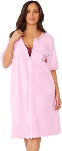 Dreams & Co. Plus Size Satin Trim Cotton Sleepshirt in Saudi Arabia