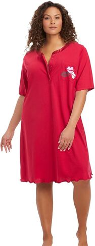 Dreams & Co. Plus Size Satin Trim Cotton Sleepshirt in Saudi Arabia