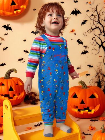 Besserbay Infant Baby Toddler Halloween Outfits Blue Striped Romper Onesie بشكل عام 3-24 م in Saudi Arabia