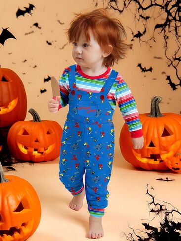Besserbay Infant Baby Toddler Halloween Outfits Blue Striped Romper Onesie بشكل عام 3-24 م in Saudi Arabia