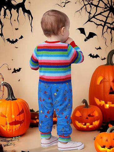 Besserbay Infant Baby Toddler Halloween Outfits Blue Striped Romper Onesie بشكل عام 3-24 م in Saudi Arabia