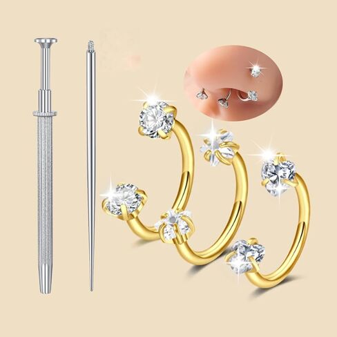 Modrsa Gold Horseshoe Nose Ring 18G Gem Gem Horse Shoe Ring Ring For Women Surgical Steel Half U Shape Tragus Aperring Hoops Labret Lip Helix Percing Jewelry Rings Septum 18 Gauge in Saudi Arabia