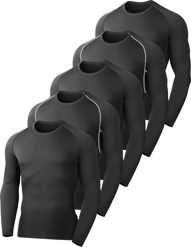 5 Pack Thermal Compression Shirts for Men Fleece Lined Long Sleeve Athletic Base Layer Winter Gear Undershirt Workout Top in Saudi Arabia