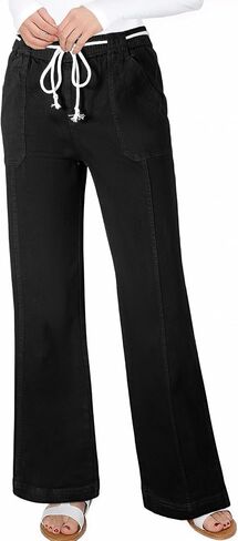 Astylish Jeans for Women Wide Leg Drawstring High Waisted Stretchy Straight Leg Jean Trendy 2025 Denim Pants in Saudi Arabia