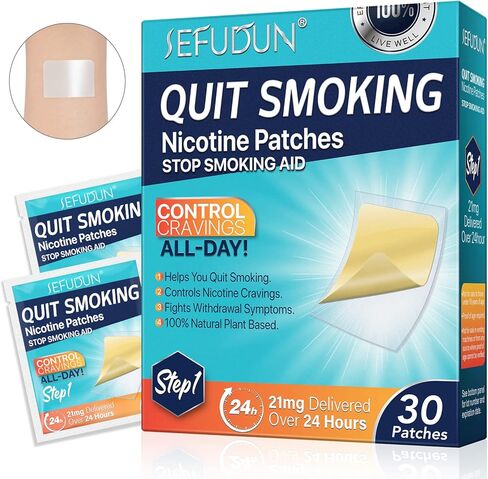 Nicotine Patches - 30 Count Gradual Reduction System, Transdermal Quit Smoking Aid with Natural Botanicals, Stop Smoking Patches That Work | Parches de Nicotina (Step 2-14mg) in Saudi Arabia