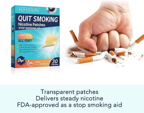 Nicotine Patches - 30 Count Gradual Reduction System, Transdermal Quit Smoking Aid with Natural Botanicals, Stop Smoking Patches That Work | Parches de Nicotina (Step 2-14mg) in Saudi Arabia
