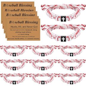 24 Pcs Christian Baseball Gifts for Teen 12 Cross Bracelets 12 Cards Adjustable Baseball Religious Bracelets Gifts in Saudi Arabia