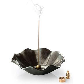 4 in 1 Incense Burner 6 Inch Inscents-Sticks Holder, Lotus Incense Holder for Sticks, Insence Burner with 3 Incense Sockets for Meditation, Yoga, Home Decor, Black and Brown in Saudi Arabia