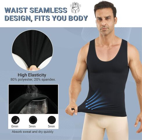 MEETYOO Gynecomastia Compression Shirt Men, Slimming Undershirt Compression Tank Top Mens Shapewear Body Shaper in Kuwait