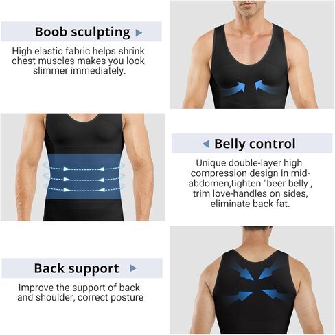 MEETYOO Gynecomastia Compression Shirt Men, Slimming Undershirt Compression Tank Top Mens Shapewear Body Shaper in Kuwait