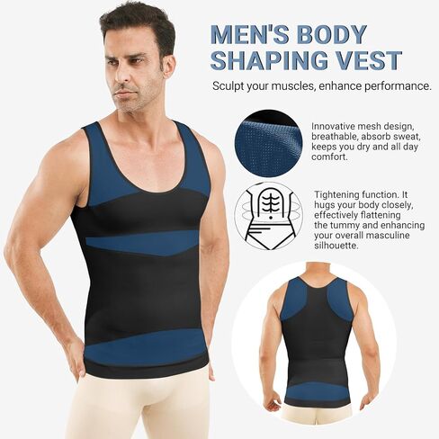 MEETYOO Gynecomastia Compression Shirt Men, Slimming Undershirt Compression Tank Top Mens Shapewear Body Shaper in Kuwait