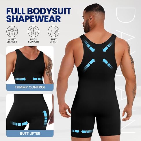 Mens Full Body Shaper Slimming Compression Bodysuit Shapewear Large in Saudi Arabia