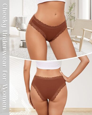 Aijolen Cotton bikini for women Cheeky Panties lace Hipster for Ladies underwear pack womens Soft Stretch Breathable S-XL in Kuwait