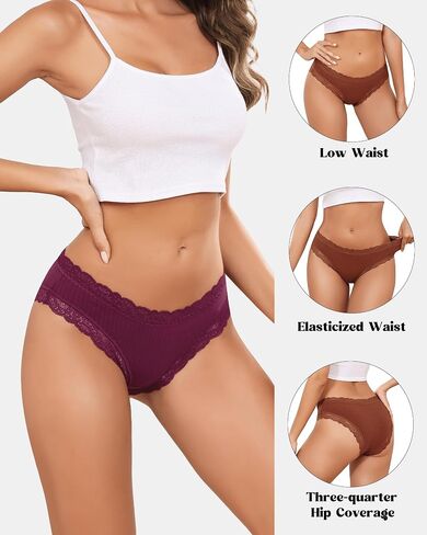 Aijolen Cotton bikini for women Cheeky Panties lace Hipster for Ladies underwear pack womens Soft Stretch Breathable S-XL in Kuwait