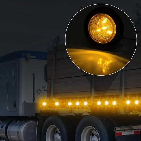 10pcs 2 بوصة مستديرة LED مصابيح علامة - مصابيح LED الجانبية مع قابس الشق ، IP67 مصابيح التخليص المقاومة للماء لـ Truck Camper RV ، Flush Mount ، [DOT Addressed] ، 12V ، (5 Red + 5 Amber) in Saudi Arabia