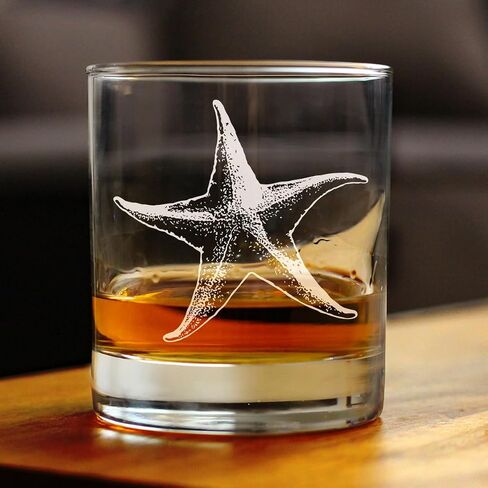 Starfish Rocks Glass - Beach Themed Decor and Decorative Ocean Glassware Gifts for Women and Men - 10.25 Oz Glasses in Saudi Arabia
