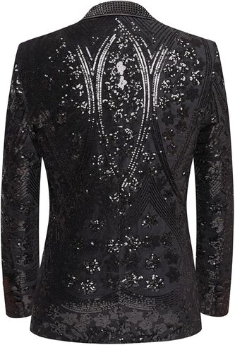 Men's Embroidered Sequin Floral Pattern Blazer Jacket with Rhinestone Notched Collar for Wedding Party Prom in Kuwait