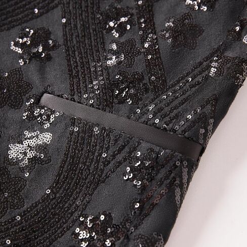 Men's Embroidered Sequin Floral Pattern Blazer Jacket with Rhinestone Notched Collar for Wedding Party Prom in Kuwait