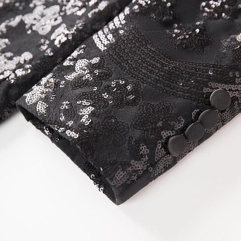 Men's Embroidered Sequin Floral Pattern Blazer Jacket with Rhinestone Notched Collar for Wedding Party Prom in Kuwait