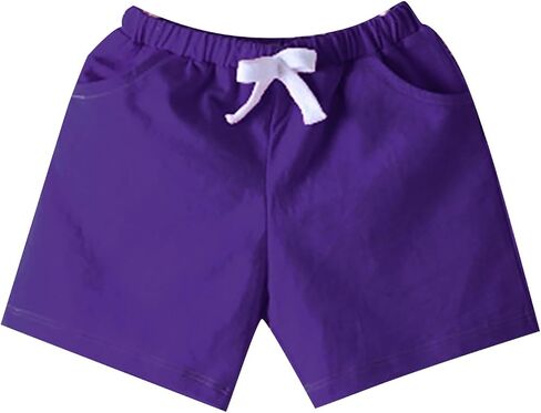 Girls Boys' Athletic Basketball Shorts Cotton Kids Toddler Pull on Casual Jogger Elastic Waistband (1-Purple, 5-6 Years) in Saudi Arabia