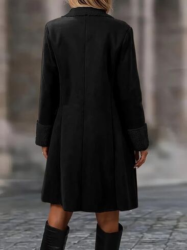 IDEALSANXUN Womens Suede Fleece Lined Jackets Fall Winter Casual Long Faux Leather Long Trench Coat in Saudi Arabia