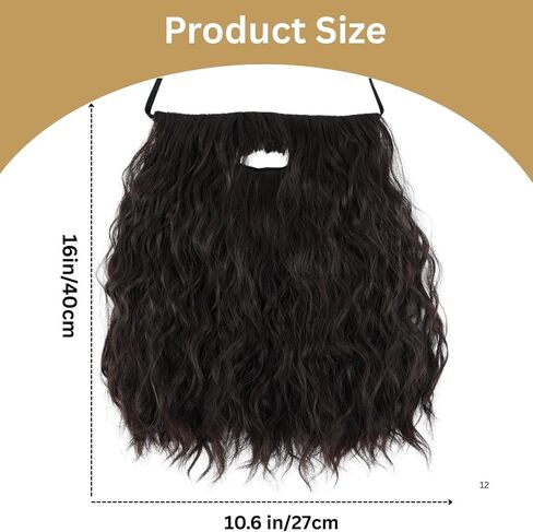 Twayfel Long Wavy Curly Big Make Matach Leard مع شريط مرن للمعالج ، Old Man Cosplay ، حفلة عيد الهالوين in Kuwait