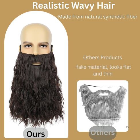 Twayfel Long Wavy Curly Big Make Matach Leard مع شريط مرن للمعالج ، Old Man Cosplay ، حفلة عيد الهالوين in Kuwait