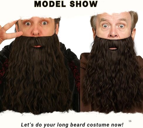 Twayfel Long Wavy Curly Big Make Matach Leard مع شريط مرن للمعالج ، Old Man Cosplay ، حفلة عيد الهالوين in Kuwait