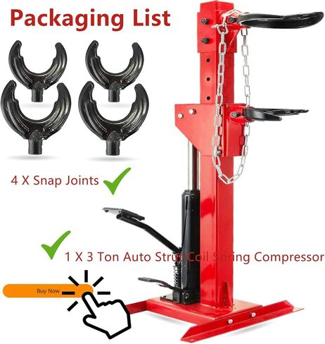 Strut Spring Compressor 6600lbs 3 Ton with 4 Snaps 7 Positioning Holes Adjustable Hydraulic Joints Auto Strut Coil Spring Compressor Tool, Red in Saudi Arabia