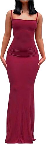 حزام السباغيتي للسيدات Maxi Dressless Summer Bodycon Solid Color Slip Dis Dress in Kuwait
