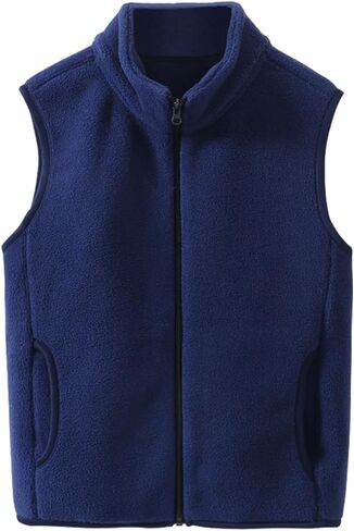 Kids Polar Fleece Vest Jacket Full-Zip Warm Sleeveless Lightweight Outwear 3-12Years in Kuwait