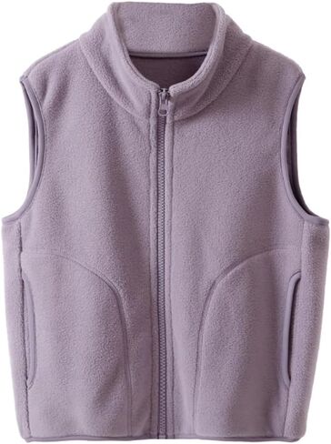 Kids Polar Fleece Vest Jacket Full-Zip Warm Sleeveless Lightweight Outwear 3-12Years in Kuwait