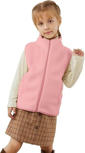 Kids Polar Fleece Vest Jacket Full-Zip Warm Sleeveless Lightweight Outwear 3-12Years in Kuwait