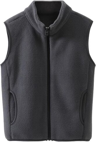 Kids Polar Fleece Vest Jacket Full-Zip Warm Sleeveless Lightweight Outwear 3-12Years in Kuwait