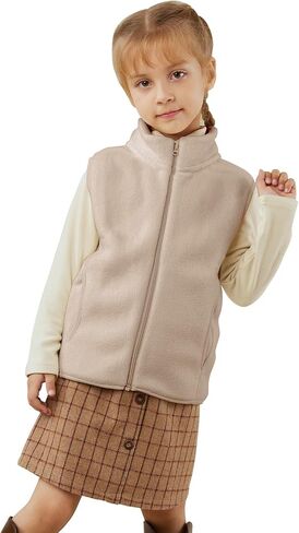 Kids Polar Fleece Vest Jacket Full-Zip Warm Sleeveless Lightweight Outwear 3-12Years in Kuwait