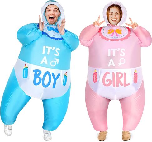 2 Pcs Inflatable Baby Costume for Adults Blow up Gender Reveal Baby Costume Suit for shower party Halloween Cosplay(Cute) in Saudi Arabia