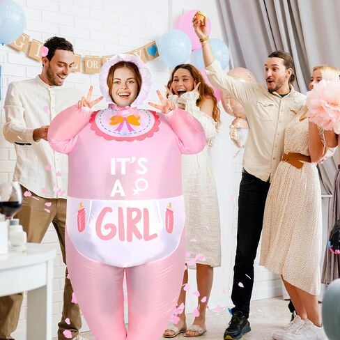 2 Pcs Inflatable Baby Costume for Adults Blow up Gender Reveal Baby Costume Suit for shower party Halloween Cosplay(Cute) in Saudi Arabia