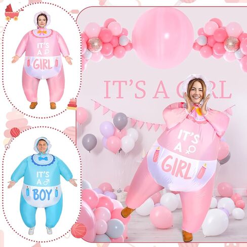 2 Pcs Inflatable Baby Costume for Adults Blow up Gender Reveal Baby Costume Suit for shower party Halloween Cosplay(Cute) in Saudi Arabia