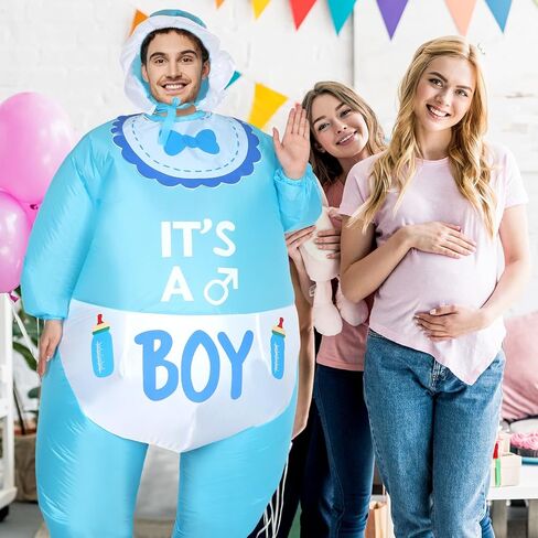 2 Pcs Inflatable Baby Costume for Adults Blow up Gender Reveal Baby Costume Suit for shower party Halloween Cosplay(Cute) in Saudi Arabia