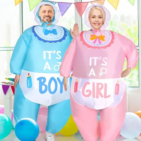2 Pcs Inflatable Baby Costume for Adults Blow up Gender Reveal Baby Costume Suit for shower party Halloween Cosplay(Cute) in Saudi Arabia