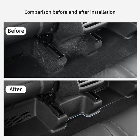 Luckeasy 9pcs Seat Slide Pad Pad Cover وتحت حصيرة أرضية مقعد لنموذج Tesla Y Juniper 2025 2026 Floor Mats Track مقاوم للخدش للموديل Y Juniper Association TPE Black in Saudi Arabia