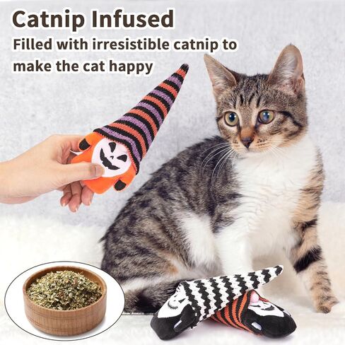 Retro Shaw Halloween Catnip Toys 4 Pack with Crinkle Sound, Cat Toys with Catnip for Halloween, Bite Resistant Cat Nip Cat Chew Toy for Indoor Cats Kittens Kitty in Saudi Arabia