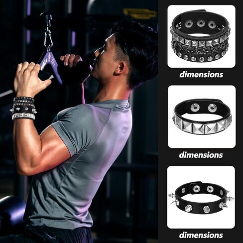 3 PCS Punk Rock Studded Bracelets ، Spiked Sudded Bracelet Cuff 80s Emo Goth Jewelry Accessories Wristband قابل للتعديل in Kuwait
