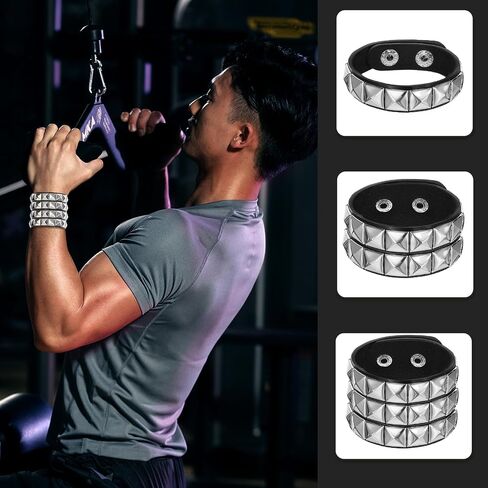 3 PCS Punk Rock Studded Bracelets ، Spiked Sudded Bracelet Cuff 80s Emo Goth Jewelry Accessories Wristband قابل للتعديل in Kuwait