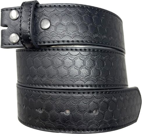 Leather Belt Strap with Dragon Scale Embossed Pattern 1.5" Wide with Snaps in Kuwait