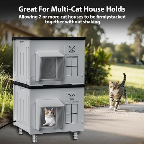 Indestructible Heated Cat House for Outdoor Cats in Winter, 100% Waterproof & Weatherproof Heated Cat House for Outside, Fully Insulated Feral Cat Shelter for Outdoor Barn Strays, 16 x 12 x 13 in in Kuwait